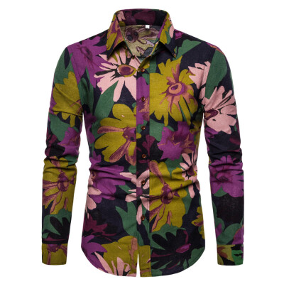 

Tailored Mens Summer Fashion Business Leisure Printing Long-sleeved Shirt Top Blouse