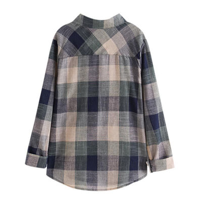 

England Style Plaid Long-sleeved Shirts Mixed Color Casual Stand Fresh Loose Blouses
