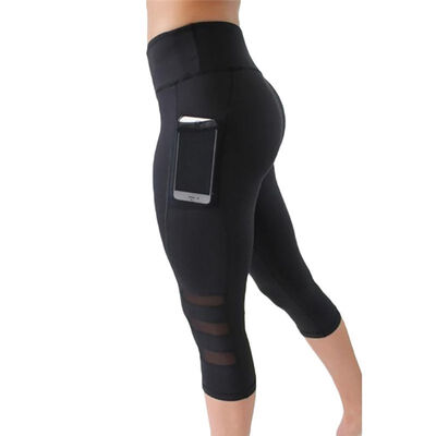 

Women Summer Solid Color Pants Cropped Running Sports Mesh High Waist Pocket Leggings Plus Size Sports Wearing Pant