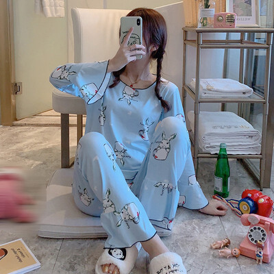 

Women 2PCS Sleepwear Pajamas Cute Carrot Print Casual Tops Pants Home Long Sleeve Nightwear