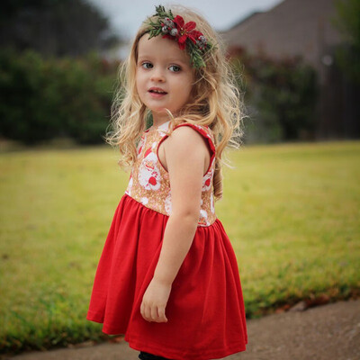 

Children Dress Christmas Print Sleeveless Dress New Girls Dresses Children Clothing Baby Girls Outfits 1-4Y