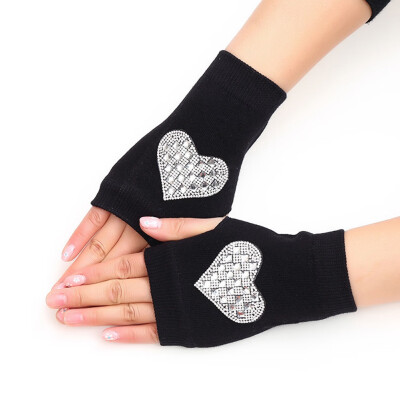 

New Fashion Unisex Winter Warm Knitted Crochet Gloves Black Pattern Series Long Fingerless Arm Warmers Gloves