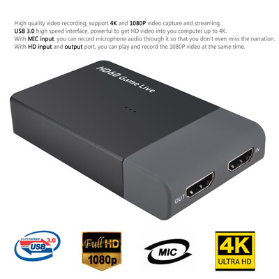 

ezcap261M USB 30 HD Video Capture 4K 1080P Game Live Streaming Video Converter Support 4K Video Input HD IN OUT MIC IN for XBOX O