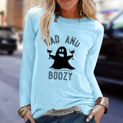 

Tailored Womens Casual Print Shirts O-Neck Long Sleeve Top Loose T-Shirt Blouse