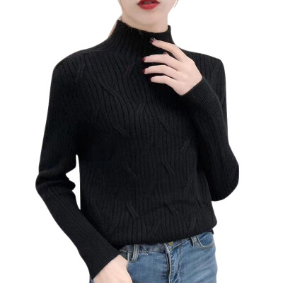 

Solid Color Womens Sweater Autumn WinterTurtleneck Long Sleeves Korean Style Knit Pullover