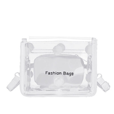 

2Pcs Women Dot Shoulder Bag Transparent Adjustable Crossbody Pouch Handbag Tote