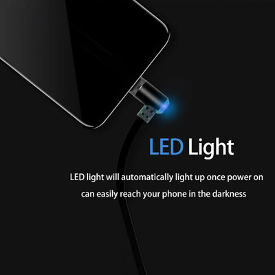 

E3 Micro USB Charging Cable for Smart Phones Tablet USB Cord TPE Wire w Magnetic Function LED Light T-shaped Elbow Head Support 3