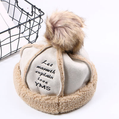 

Autumn&Winter Hat Female Korean version Big Ball Thickening Heating Headgear Female Fashion Furry Landlord Hat Tide