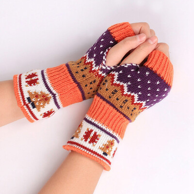 

New Male Female Fingerless Knitted Gloves Winter Warm Long Arm Warmer Mittens Xmas Deers