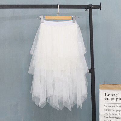 

Women Layered High Waist Patchwork Skirt Casual Asymmetrical Mesh Midi Skirt Summer Skirts New Fashion jupe femme