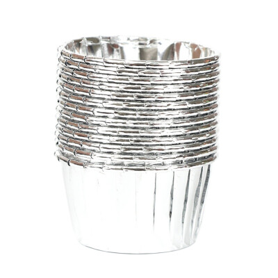 

50PCS Cake Paper Cup Small Curly Cake High Temperature Silver Double-Sided Aluminized Cake Cup