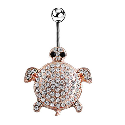 

Fashion Crystal Sea Turtle Shape Barbell Ring Body Piercing Navel Pendant