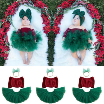 

Christmas Newborn Toddler Baby Girl Lace Vest T-shirt Tutu Party Swing Dresses