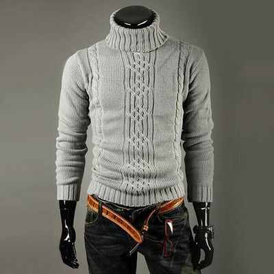 

Mens Winter Warm Knitted Turtle Neck Pullover Jumper Tops Slim Fit Sweater 2019