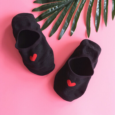 

Women Summer Concise Low Cut Socks Heart Print Female Breathable Comfortable Sock