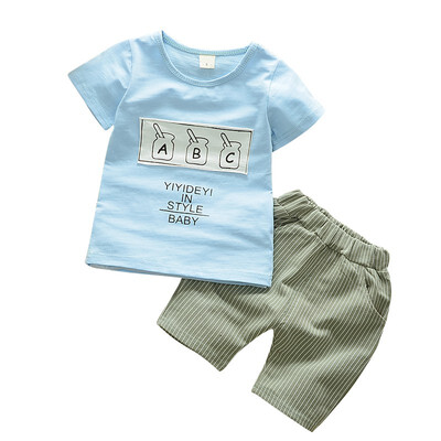 

Casual And Active Baby Boys Girls Cotton Letter Print Short Sleeve Tops ShirtShorts 2pcsset Clothes Set