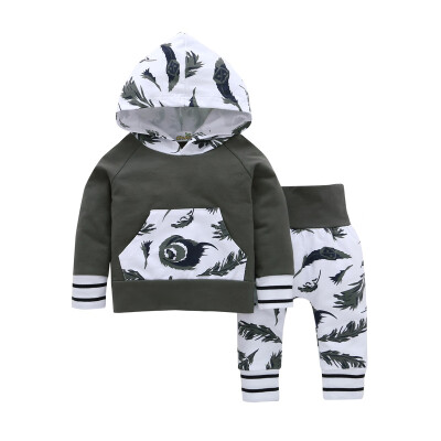 

Newborn Kid Baby Boy Girl clothes Cotton lonf sleeve hooded hoodies pants Clothes Set Outfit Tracksuit