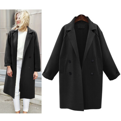 

Toponeto Large Size Womens Wool Coat Womens Long Windbreaker Woolen Coat