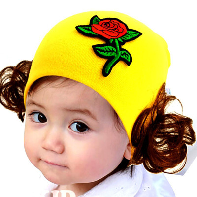 

New Cute Toddler Kids Baby Girl Cute Flower Wig Design Winter Warm Hat Cap Headwear