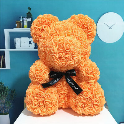 

40cm Big Red Bear Rose Flower Artificial Decoration Heart Gifts for Women Christmas Valentines Gift DropShipping