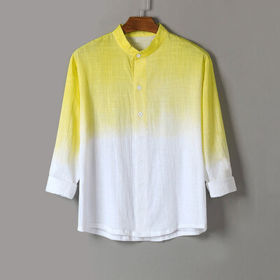 

Tailored Summer Mens Cool Thin Breathable Hanging Dyed Gradient Cotton Shirt
