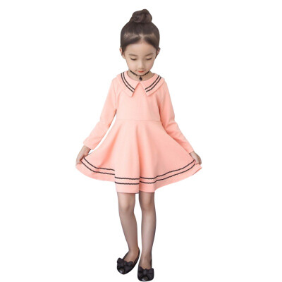 

3-12Y Baby Girls Princess Dresses Striped Print Long Sleeve Dress Autumn Casual Kids Toddler Children\s Clothing