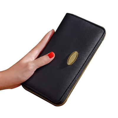 

Solid Color Faux Leather Long Purse Women Zipper Clutch Phone Holder Wallet