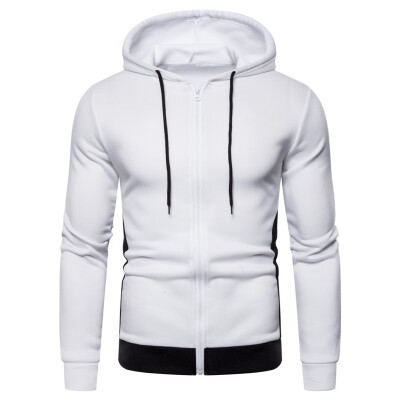 

Toponeto Men Zipper Splicing Button Pullover Long Sleeve Hooded Sweatshirt Tops Blouse