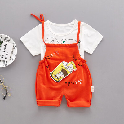 

newborn clothes cotton cute pattern printed t-shirt with cotton overalls baby boys girl clothes summer children clothing