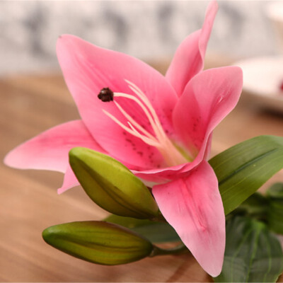 

36cm Real Touch Lily Flowers Latex Artificial 3 heads Artificial Flowers Bouquets new House Home Wedding Festival Decoration