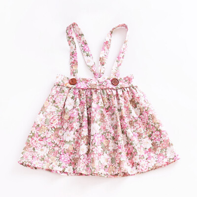 

Dress For Girls Baby Clothes Wild Strap Printed Flower Bow Detachable Strap Button Baby Girl Clothes Baby Girl Dress