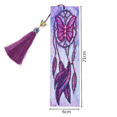 

5D DIY Diamond Painting Leather Bookmark Making Kit Special Shaped Diamond Covered With Tassel Pendant For Adults Kids