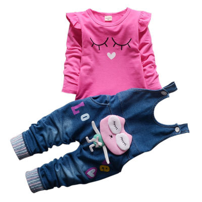 

Baby Clothing Set Lovely Girls 2pcs Suit T-shirtStrap Pants Autumn Newborn Kids Fashion Cartoon Clothes