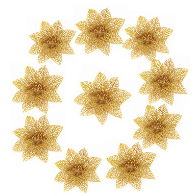 

Gobestart 10PcsSet Christmas Flowers Trees Xmas Decor Glitter Wed Birthday Party 10cm
