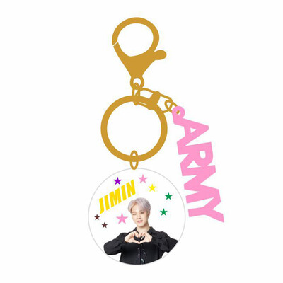 

BTS Creative Acrylic Keychain Double-sided Color Printing Letters Round Card Pendant Key Rings ARMY Hot Gift