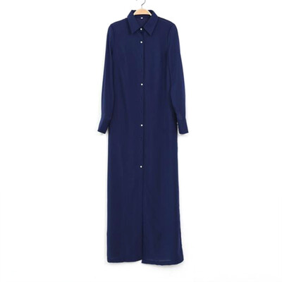 

Women Dresses Long Sleeve Button Long Cardigan Beach Dress Sexy V-Neck Deep Blue