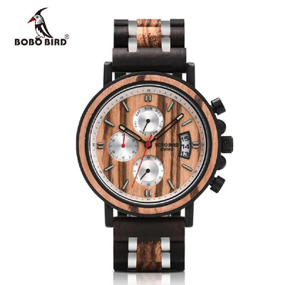 

BOBOBIRD S18 Men Quartz Watch Wooden Band Fashion Multifunction Wristwatch 3ATM Luminous Display Chronograph Calendar Date Display