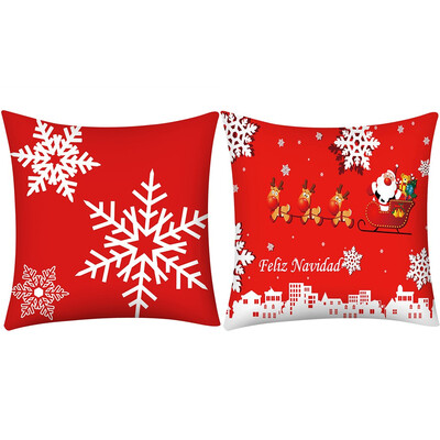 

Tailored Merry Christmas Print Pillow Case Polyester Sofa Car Cushion Cover Home Decor