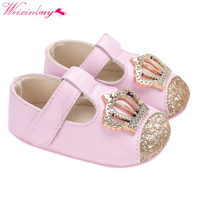

Baby Shoes Newborn Baby Girl Shoes PU Crown Bling Fashion Princess Shoes First Walker PU Baby Gift Spring