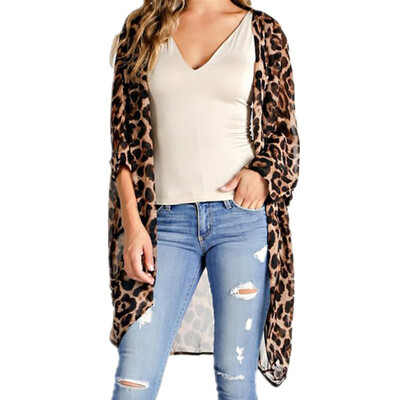 

New Vintage Kimono Cardigan Women 2019 Summer Tops Loose Leopard Printed Blouse Casual Beach Cover Up Shirt Plus Size Blusas