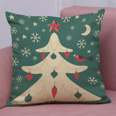 

Gobestart New Christmas Cotton Linen Pillow Case Sofa Cushion Cover Home Decor