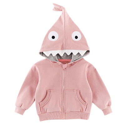 

Spring Autumn Infant Baby Kids Girls Boys Cotton Long Sleeve Dinosaur Shape Hooded Outerwear Cute Solid Color Zipper Sweatshirt