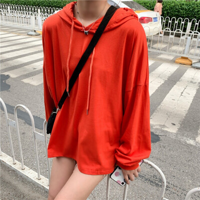 

Women Sweaters Fashion Casual Solid Hooded Sweater Female Long Sleeve Korean Chic Soft Jumpers Sweater Ladies