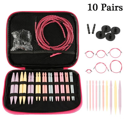 

10 Pairs Interchangeable Aluminum Circular Knitting Needles Head Crochet Hooks Set Knitting Tool DIY Sewing Accessories