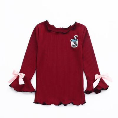 

2019 New Autumn Baby Girl Flare Sleeve T-Shirts Kids Cartoon Printed Tops Tees Casual Blouse