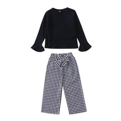 

Baby Girl Clothes Autumn New Style Baby Girl Adorable Long Sleeve Tops Plaid Trousers Two Pieces Sets