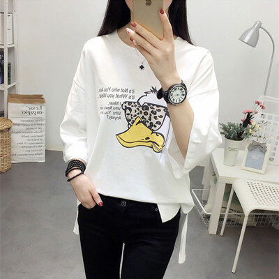 

JOY OF JOY Jingdong womens 2019 new summer womens shirt Korean version of the loose cartoon t-shirt female short-sleeved casual t-shirt female tide JWTD191836 white L