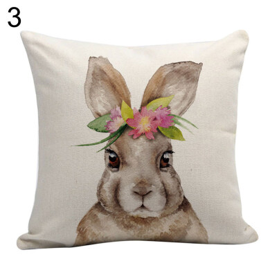 

Rabbit Printed Throw Pillow Case Easter Home Car Decor Sofa Bed Cushion Cover