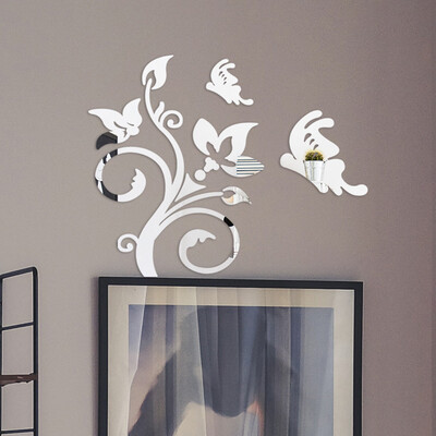 

Gobestart 3D Diy Leaves Flower Fashion Acrylic Wall Sticker Modern Stickers Decoration