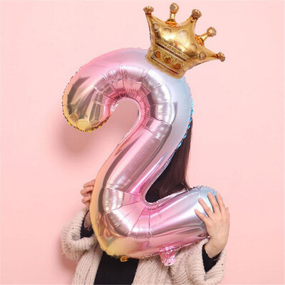 

Gobestart Crown Number Foil Balloons Number Ballon Happy Birthday Party Decoration 32 Inch
